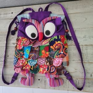 Quilted Owl Backpack purple Bag satchel patchwork